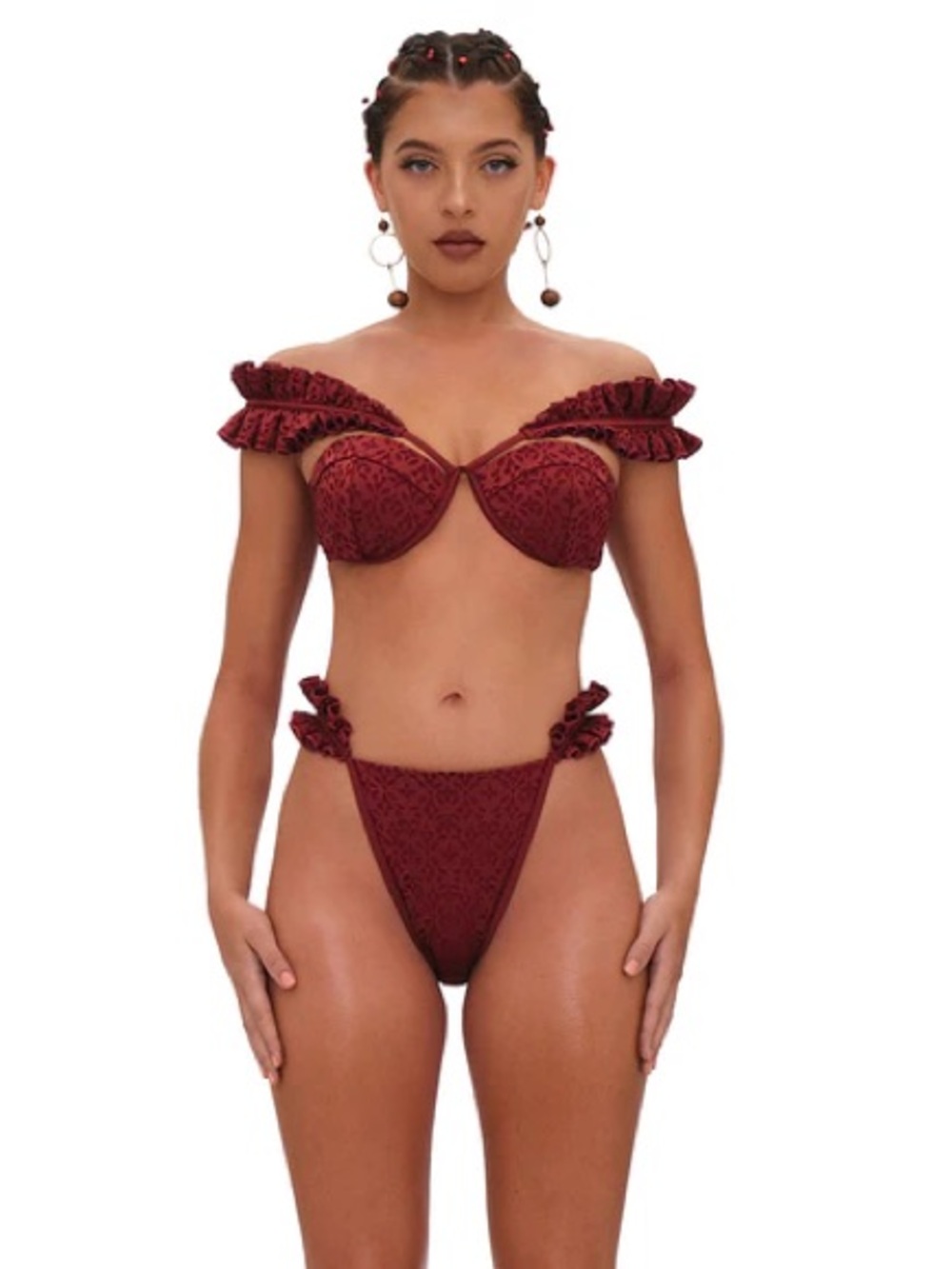 Andrea Iyamah Swim Mulan Ruffle Bikini Swimsuit SET